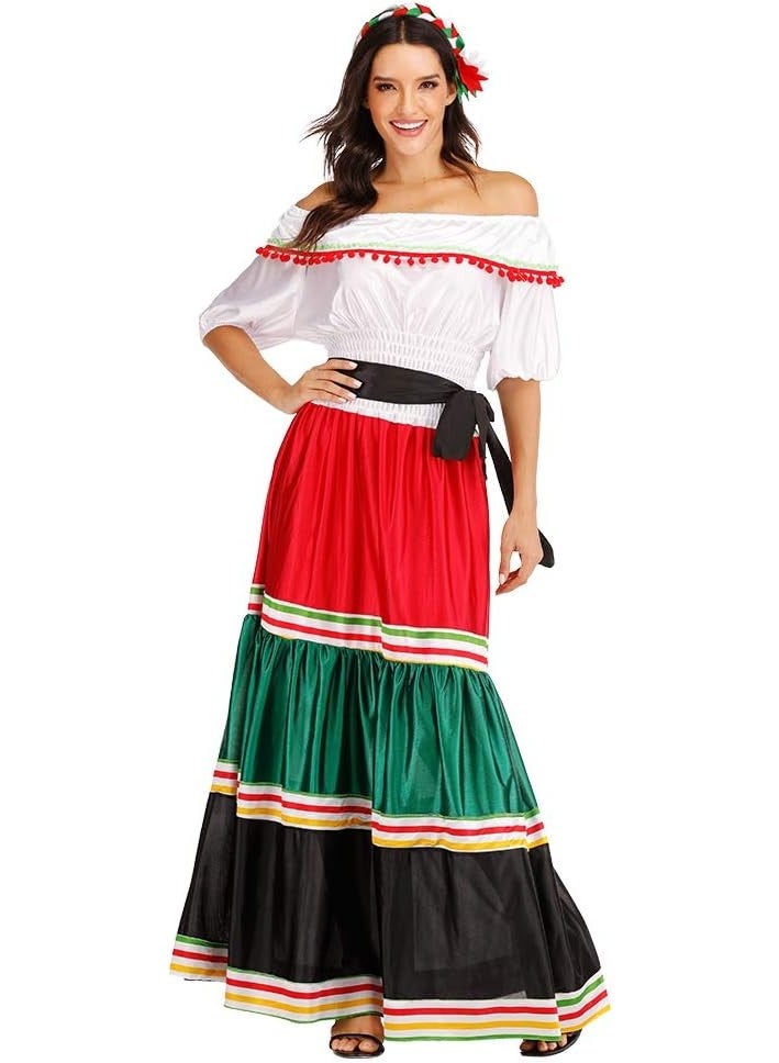 Women's Mexican Senorita Costume Fancy Dress Costumes Cosplay Halloween Party Carnival Dress for Adults - Image 1
