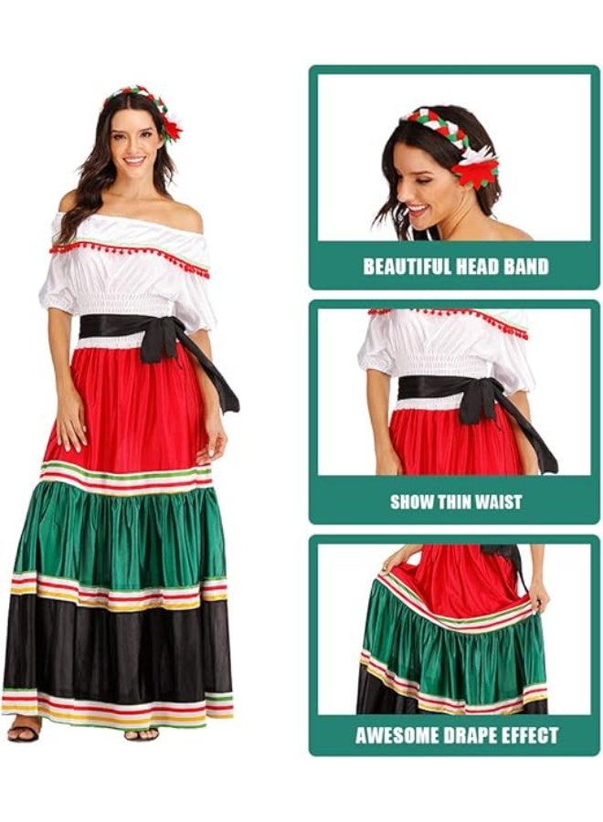 Women's Mexican Senorita Costume Fancy Dress Costumes Cosplay Halloween Party Carnival Dress for Adults - Image 4