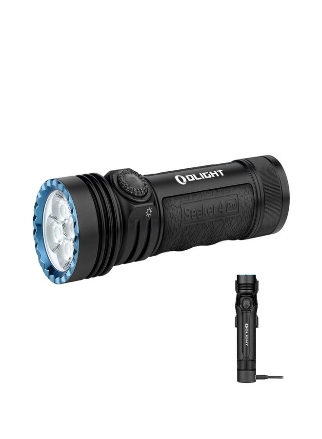 أولايت OLIGHT Seeker 4 Pro مصابيح يدوية قابلة لإعادة الشحن، 4600 لومن ضوء قوي ساطع مع جراب USB C، مقاوم للماء IPX8 لحالات الطوارئ والتخييم والبحث (أسود غير لامع أبيض بارد) - Image 1