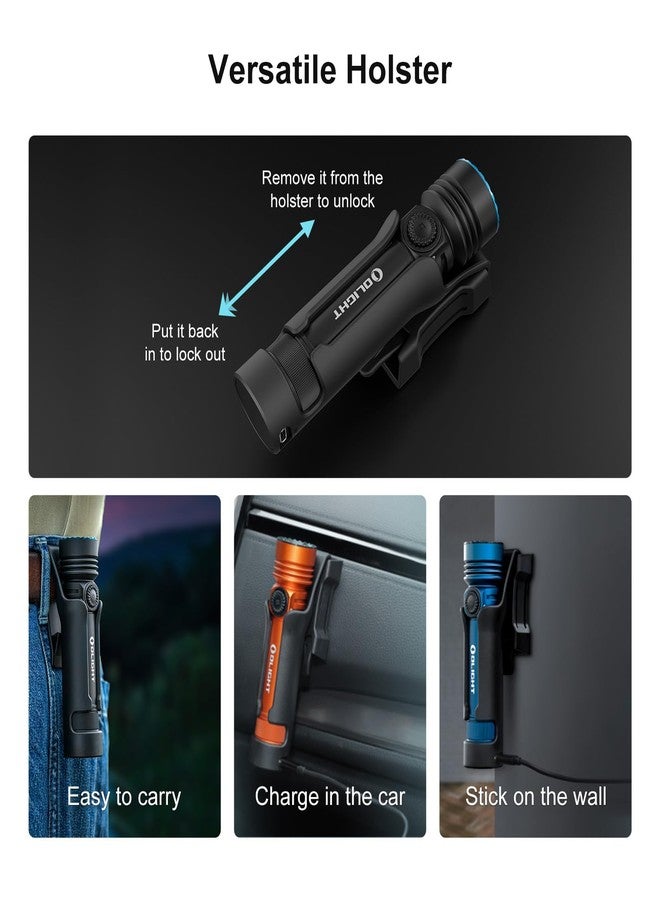 أولايت OLIGHT Seeker 4 Pro مصابيح يدوية قابلة لإعادة الشحن، 4600 لومن ضوء قوي ساطع مع جراب USB C، مقاوم للماء IPX8 لحالات الطوارئ والتخييم والبحث (أسود غير لامع أبيض بارد) - Image 3