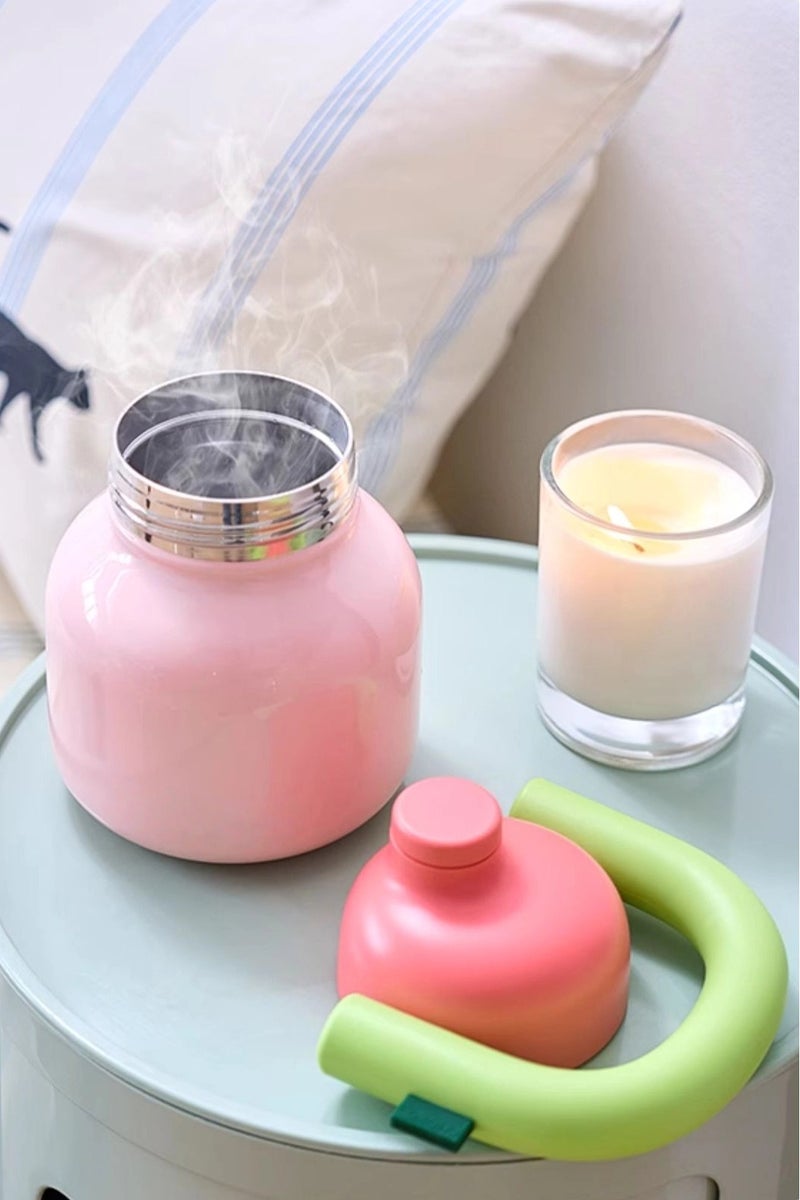Paraphrase 1000ml Large Capacity Portable Vacuum Insulated Stainless Steel Thermo Bottle with Crossbody Strap for Water, Coffee, Tea, Juice | Keeps Drinks Hot & Cold All Day | Pink+Green - Image 1