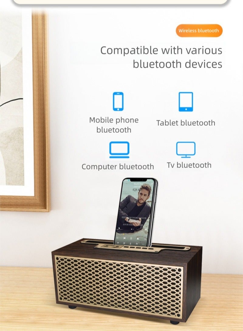 Wood Bluetooth Speaker, Portable Mini Wireless 5.3 Bluetooth Speakers with Speaker 2.1 HD Stereo Sound and Rich Bass Perfect for Home Party and Office  - Image 2