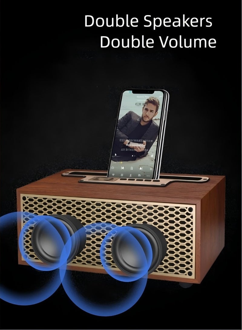 Wood Bluetooth Speaker, Portable Mini Wireless 5.3 Bluetooth Speakers with Speaker 2.1 HD Stereo Sound and Rich Bass Perfect for Home Party and Office  - Image 3