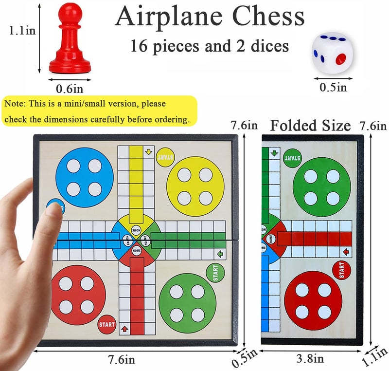 KIDAMI Mini Magnetic Ludo Travel Board Game Set, Folding Design and Light-Weight, Gift for Kids Toddlers (7.64 Ã— 7.64 inches) - Image 4