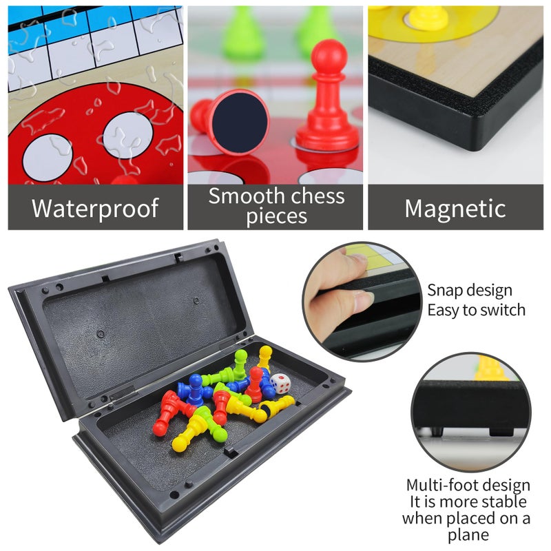 KIDAMI Mini Magnetic Ludo Travel Board Game Set, Folding Design and Light-Weight, Gift for Kids Toddlers (7.64 Ã— 7.64 inches) - Image 2