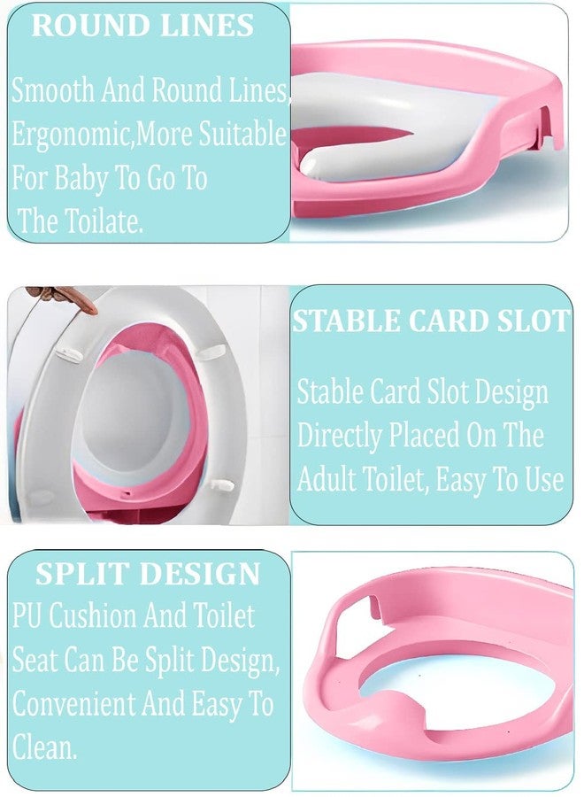 SARVANGAH Portable Baby Potty Seat for Kids 1-3 Years Cushioned Potty Training Toilet Seat for Kids Boys and Girls Non-Slip Potty Sitting Ring with Handles Fits Round & Oval Western Toilet (Pink) - Image 4