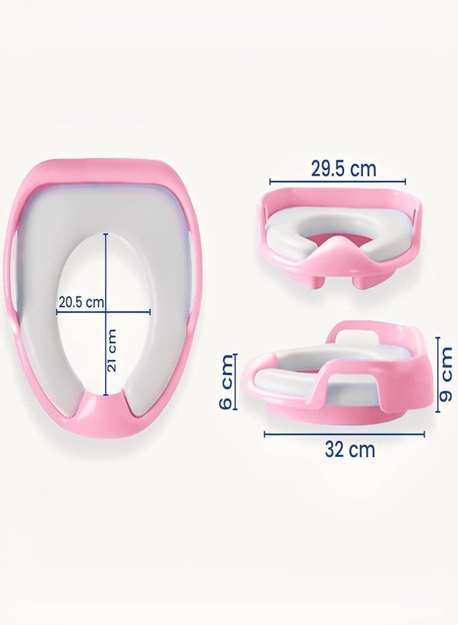 SARVANGAH Portable Baby Potty Seat for Kids 1-3 Years Cushioned Potty Training Toilet Seat for Kids Boys and Girls Non-Slip Potty Sitting Ring with Handles Fits Round & Oval Western Toilet (Pink) - Image 2