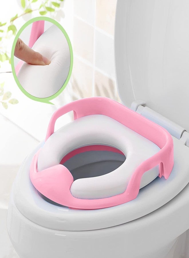 SARVANGAH Portable Baby Potty Seat for Kids 1-3 Years Cushioned Potty Training Toilet Seat for Kids Boys and Girls Non-Slip Potty Sitting Ring with Handles Fits Round & Oval Western Toilet (Pink) - Image 5