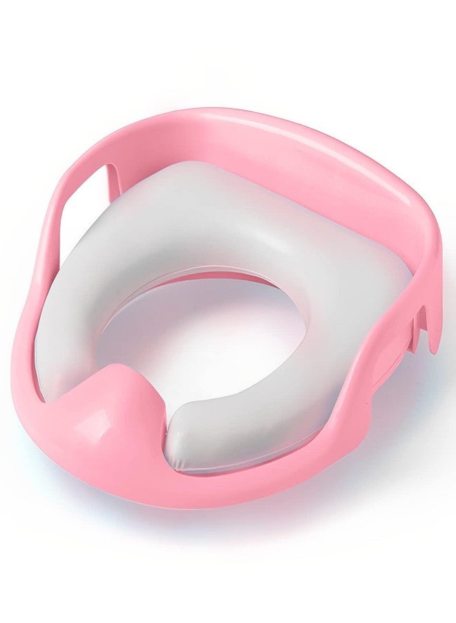 SARVANGAH Portable Baby Potty Seat for Kids 1-3 Years Cushioned Potty Training Toilet Seat for Kids Boys and Girls Non-Slip Potty Sitting Ring with Handles Fits Round & Oval Western Toilet (Pink) - Image 1