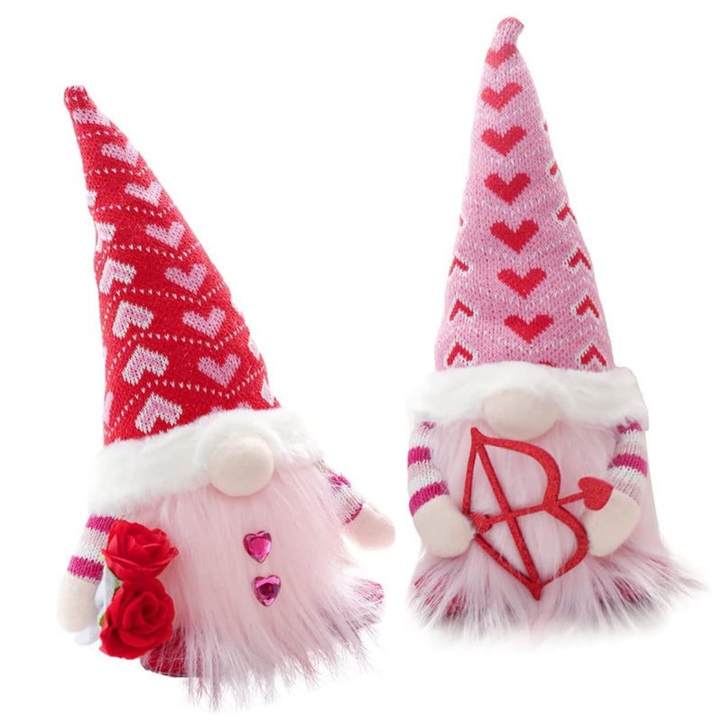 Glowing Gnome Plush Dolls 2Pcs Valentine Home Decor For Desk Table Party - Image 2