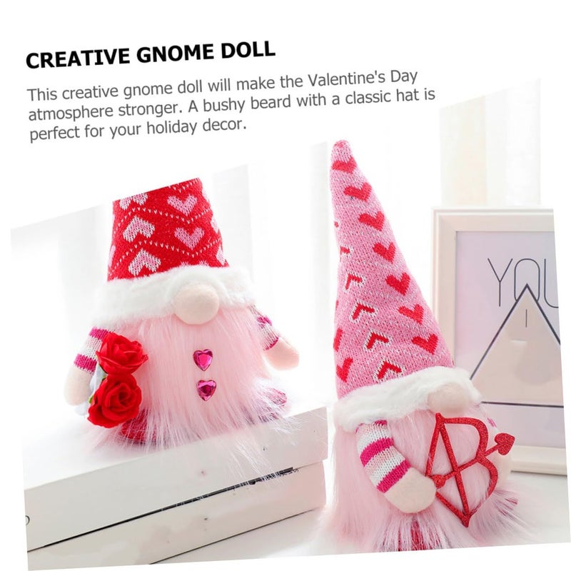 Glowing Gnome Plush Dolls 2Pcs Valentine Home Decor For Desk Table Party - Image 4