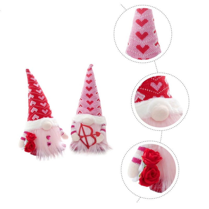 Glowing Gnome Plush Dolls 2Pcs Valentine Home Decor For Desk Table Party - Image 5