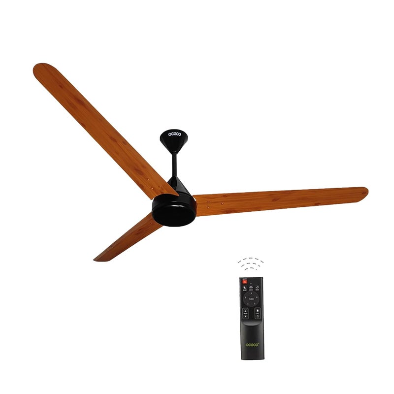 OCECO Fansio Wooden 3 Blade Ceiling Fan with 1400MM BLDC Motor Modern Design Remote Control for Cooling Bliss Air that Saves Upto 65 Energy Backed by a Reliable 3Year Warranty - Image 1