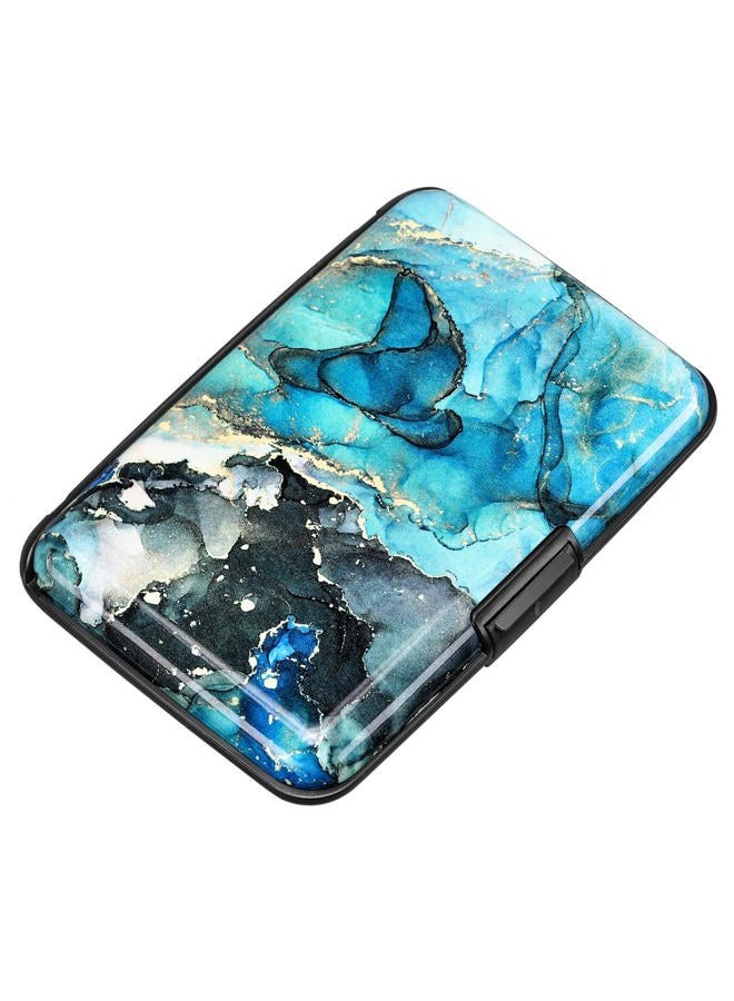 Elfish RFID Mini Aluminum Credit Card Wallet for Men Women, Graygreen Marble, S, Rfid Wallet - Image 1