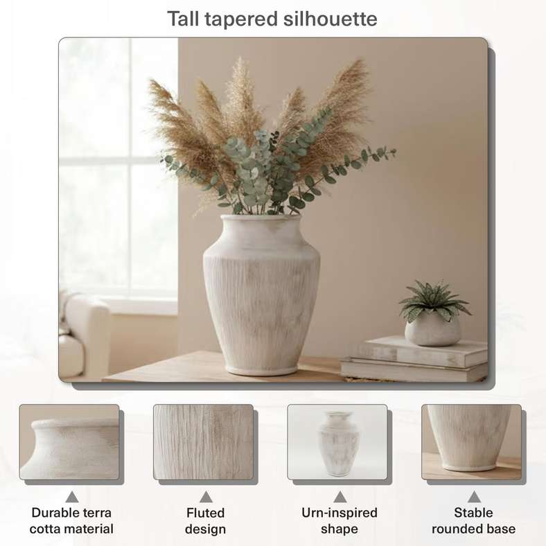 Pan Home Lucian Terracotta Vase - White - Image 5