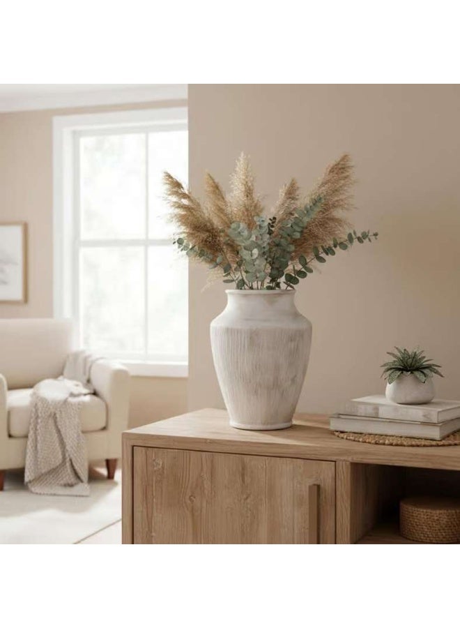 Pan Home مزهرية لوسيان من الطين - بيضاء - Image 1