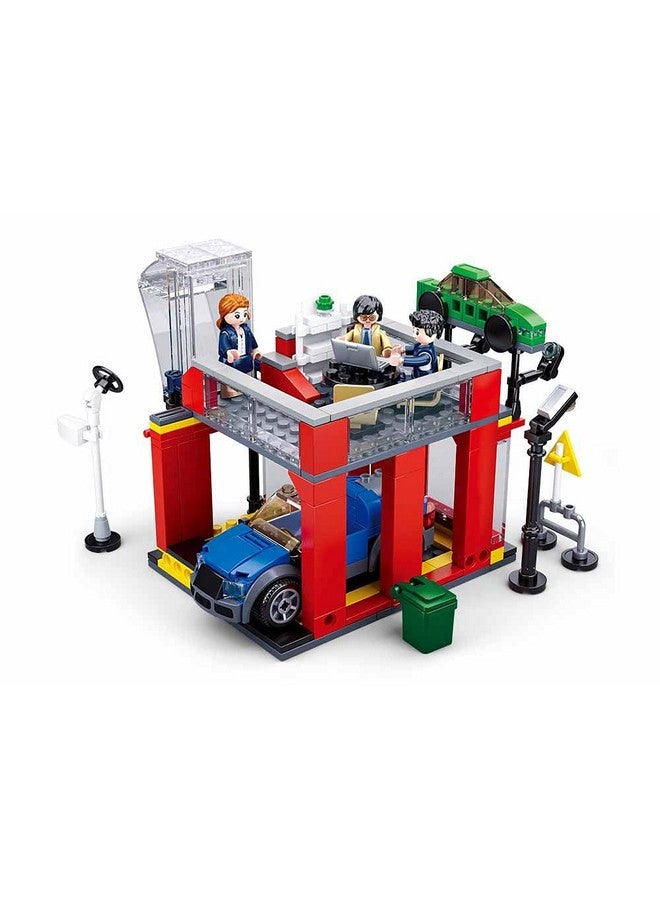 Sluban Town Automobile Sales Service Shop Building Bricks with 3 Mini Toys&1 Blue Toy Car, 302 Pcs - Image 4