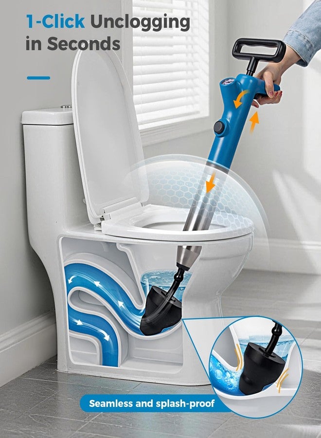 BOTEMY High Pressure Toilet Plunger & Drain Auger with Real-Time Gauge, Heavy-Duty Air Unclogger for Toilets, Sinks & Drains - Image 2