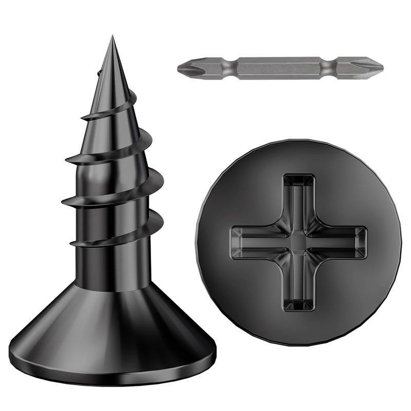 Wensilon Store (1200Pcs) #4x1/2 Black Wood Screw Quick Metal Self Tapping Flat Head - Image 1