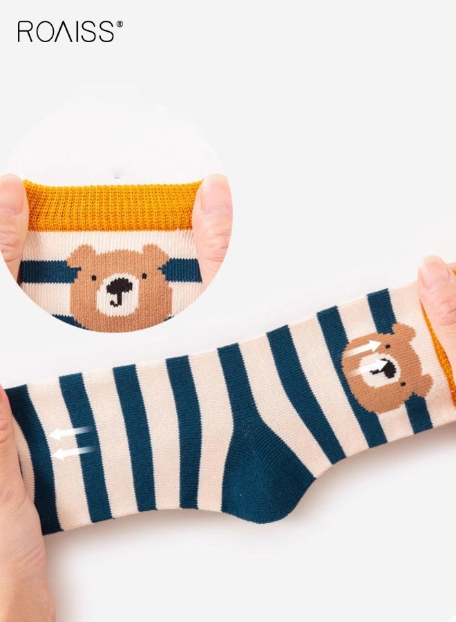 roaiss 5 Pairs Boys Mid-Calf Socks, Comfortable Sports Socks Set, Kids Crew Socks with Adorable Patterns, Cartoon Middle Tube Socks for Boys, Suitable for All Seasons - Image 4