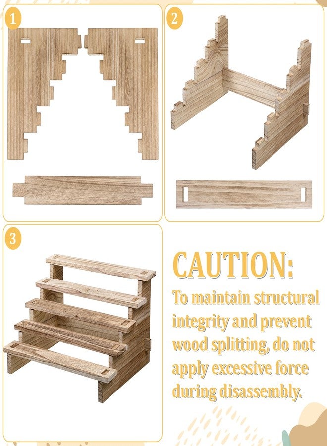 Xosjska 5 Tier Wooden Cupcake Stand Wood Cupcake Stands Tool Free Rustic Wood Cupcake-Display Stand Tiered Party Table Display Riser for Wedding, Party Desserts - Image 4