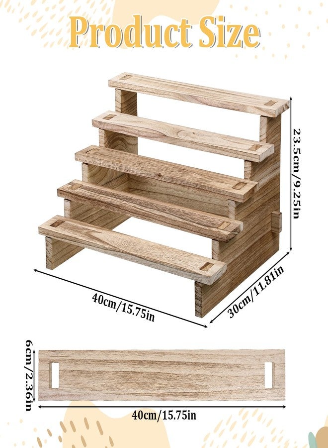 Xosjska 5 Tier Wooden Cupcake Stand Wood Cupcake Stands Tool Free Rustic Wood Cupcake-Display Stand Tiered Party Table Display Riser for Wedding, Party Desserts - Image 3