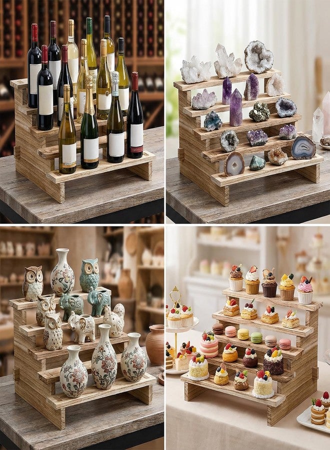 Xosjska 5 Tier Wooden Cupcake Stand Wood Cupcake Stands Tool Free Rustic Wood Cupcake-Display Stand Tiered Party Table Display Riser for Wedding, Party Desserts - Image 5