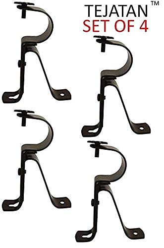 Tejatan Curtain Rod Bracket For 1-Inch Diameter Rods - (Set Of 4 (2 Pairs Black) (Can Also Be Known As Curtain Rod Hangers Drape Rod Hooks For Wall Curtain Rods Brackets Curtain Rod Holders ) - Image 4