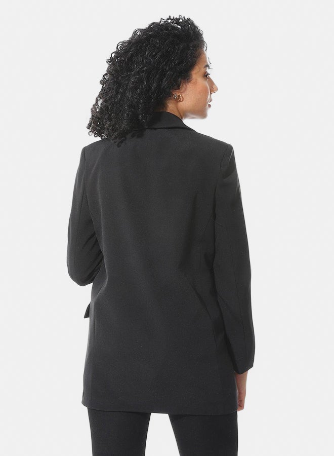 Andora Formal Notched Lapel Blazer With Front Pockets _ Black - Image 4