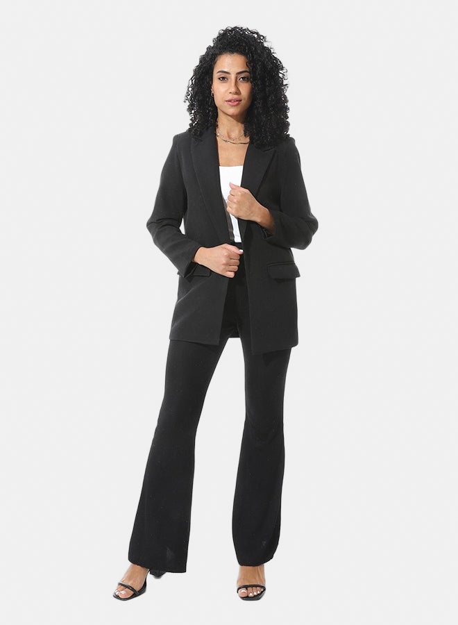 Andora Formal Notched Lapel Blazer With Front Pockets _ Black - Image 5