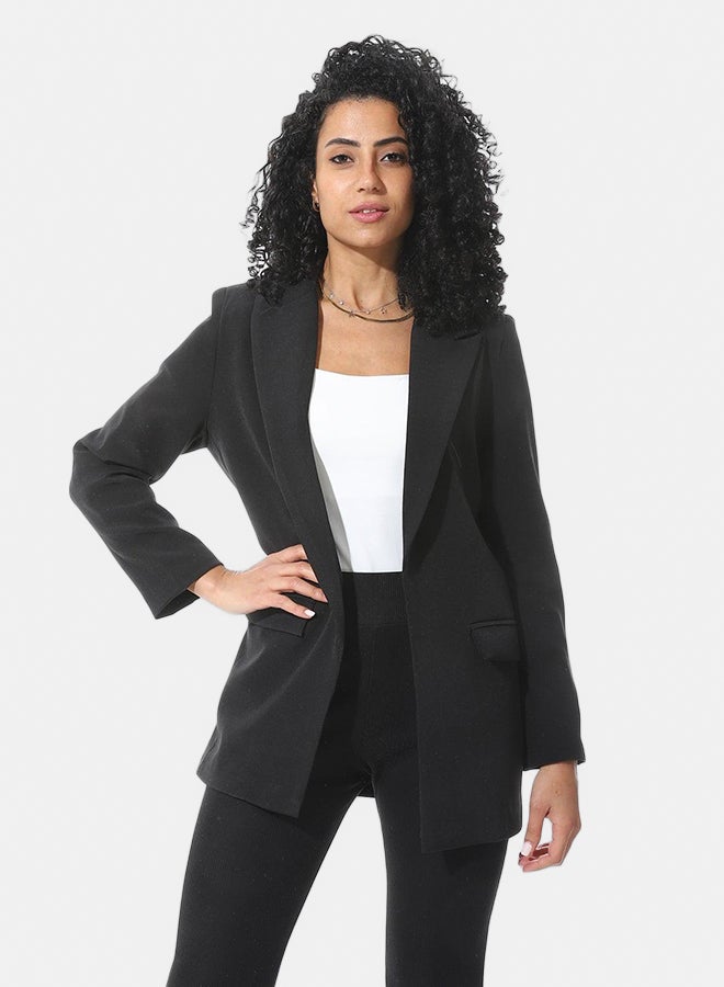 Andora Formal Notched Lapel Blazer With Front Pockets _ Black - Image 1