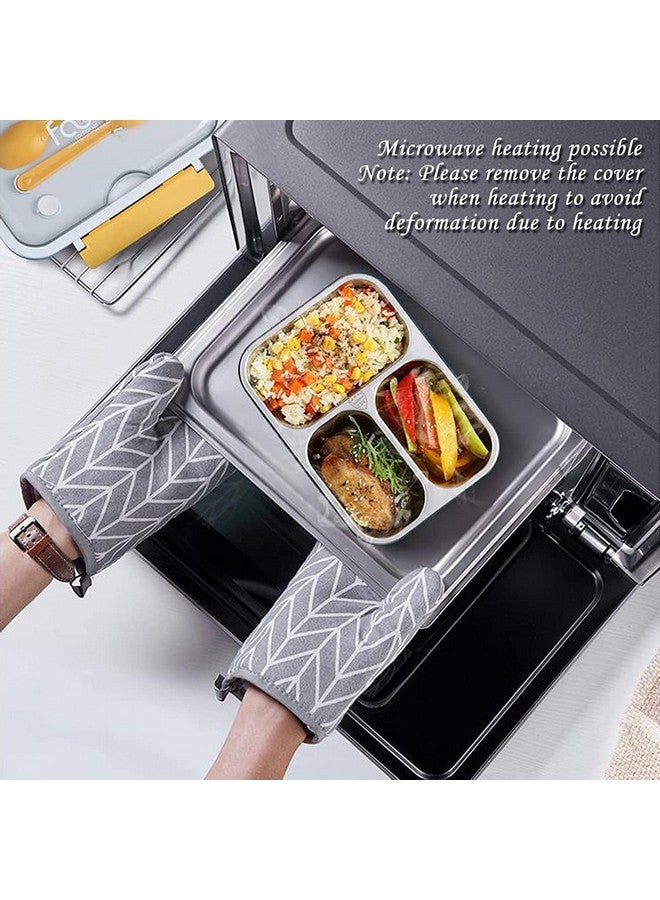 Brand Conquer Lunch Box 3 Compartment Leak-Proof Bpa Free Stainless Steel For School, Lunch Box For School & Office With A Fork, A Spoon And A Pair Of Chopsticks (3 Compartment, Grey), 900Ml - Image 4