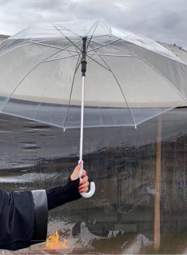Semi-automatic transparent umbrella