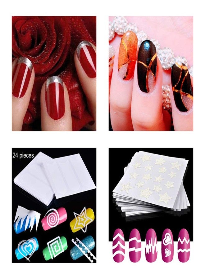 Gugzy® Beauty Nail Art Designs French, Chevron & Teardrop Nail Tip Guides Stickers (Pack of 24) (Style1 - Style24) - Image 2
