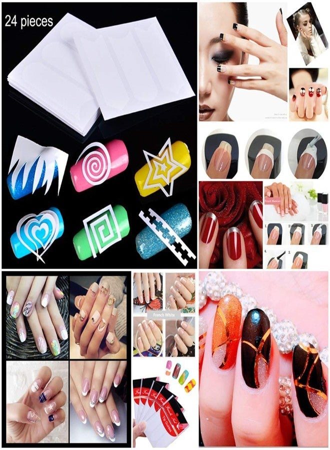 Gugzy® Beauty Nail Art Designs French, Chevron & Teardrop Nail Tip Guides Stickers (Pack of 24) (Style1 - Style24) - Image 1