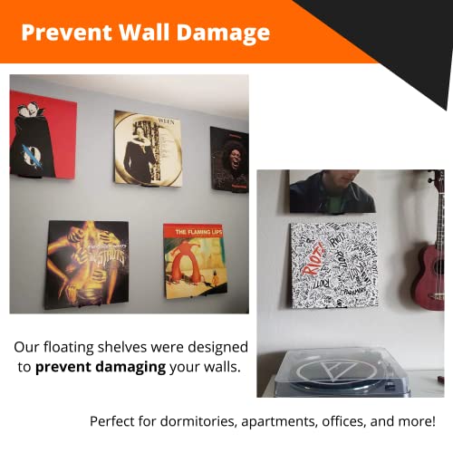 3d Lasers Lab Now Spinning Vinyl Record Wall Mount Display/Shelf | Hang Albums Without Wall-Damage | Perfect for Office, Home, Dorms, and Apartments (Now Spinning + 2 Mounts, Black) - Image 4