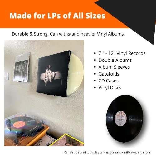 3d Lasers Lab Now Spinning Vinyl Record Wall Mount Display/Shelf | Hang Albums Without Wall-Damage | Perfect for Office, Home, Dorms, and Apartments (Now Spinning + 2 Mounts, Black) - Image 3