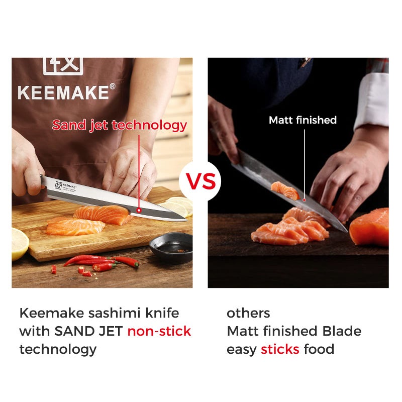 KEEMAKE Sashimi Sushi Knife Japanese - 9.5 inch Yanagiba Knife Japanese VG10 Stainless steel Single Bevel Blade, Perfect Rosewood Handle Filleting & Slicing Knives - Image 3