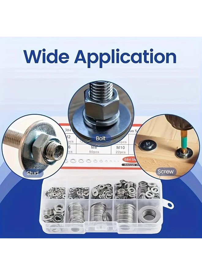 180pcs Stainless Steel Washers M2 M10 O Ring Fasteners Spacers For DIY Machinery Electronics - Image 5