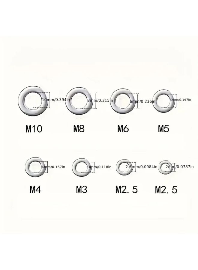 180pcs Stainless Steel Washers M2 M10 O Ring Fasteners Spacers For DIY Machinery Electronics - Image 2