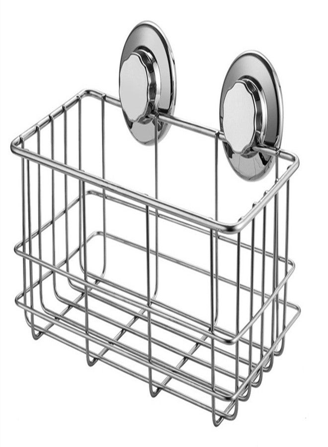 SANNO Suction Cup Shower Caddy Bath Wall Shelf, Deep Bathroom Basket Large Shower Caddy Bath Organizer Kitchen Storage Basket for Gel Holder Bathroom Storage Shampoo, Conditioner -Stainless steel - Image 1