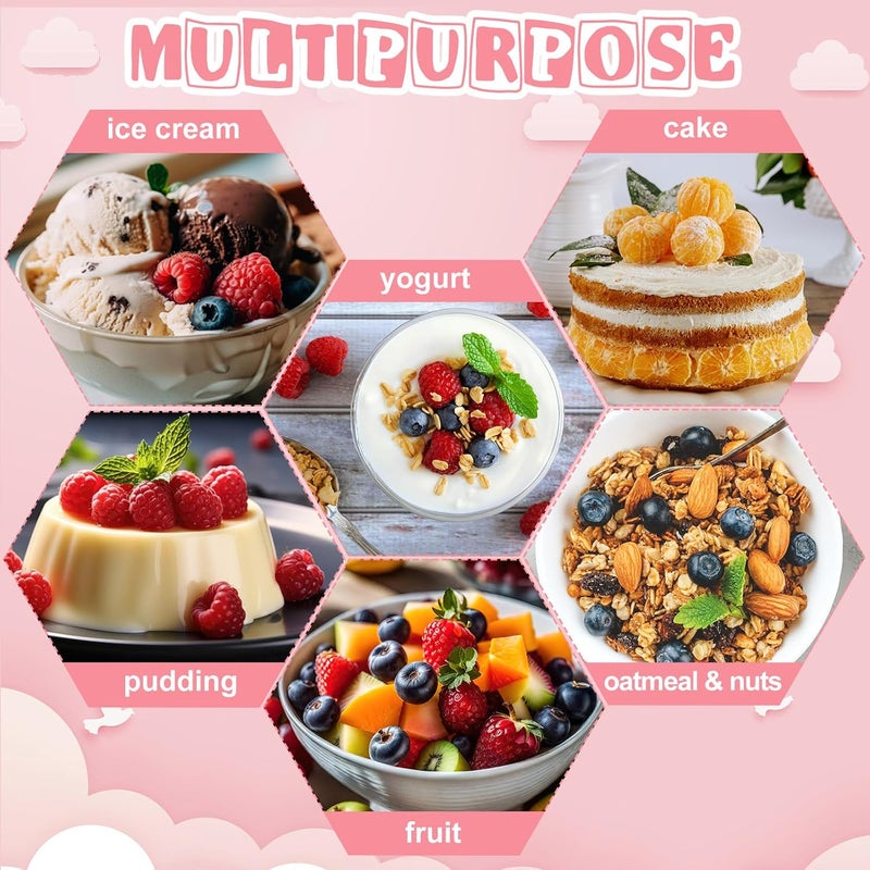 Funnymoom 300 Packs Mini Dessert Cups with Spoons 3 and 5 oz Clear Plastic Square Parfait Shooters Cups Round Goblet for Party Dessert Yogurt Fruit Ice Cream Cake Pudding Transparent Pink - Image 5