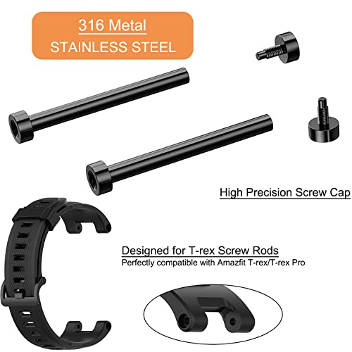 Lijinlan Compatible with Amazfit T-Rex/T-Rex Pro Screw Rod Accessory, 2Pcs Stainless Steel Link Bar Replacement Screws with 2Pcs Screwdrivers Removal Tool for Amazfit T Rex Accessory (Black) - Image 3