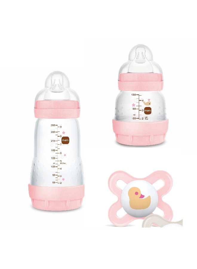 Mam Baby Easy Start Anticolic Starter Set Silicone Flexible Set - 0 M+ | Sealife Pink - Pack of 3 - Image 1