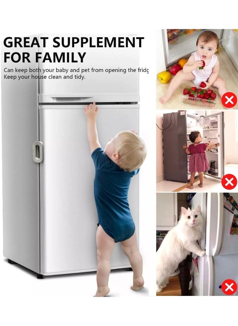 Child Safety Refrigerator Lock, Refrigerator Door Lock, Self Adhesive Freezer Door, Refrigerator Door, Double Safety Button, Home Safe Design, Child Proof Refrigerator Door Lock Multicolor - Image 4
