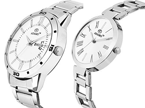 ADAMO Enchant Calendar Analogue White Dial Couple's Watch - 812-2480Sm01 - Image 2