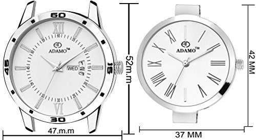 ADAMO Enchant Calendar Analogue White Dial Couple's Watch - 812-2480Sm01 - Image 3