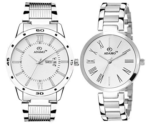 ADAMO Enchant Calendar Analogue White Dial Couple's Watch - 812-2480Sm01 - Image 5