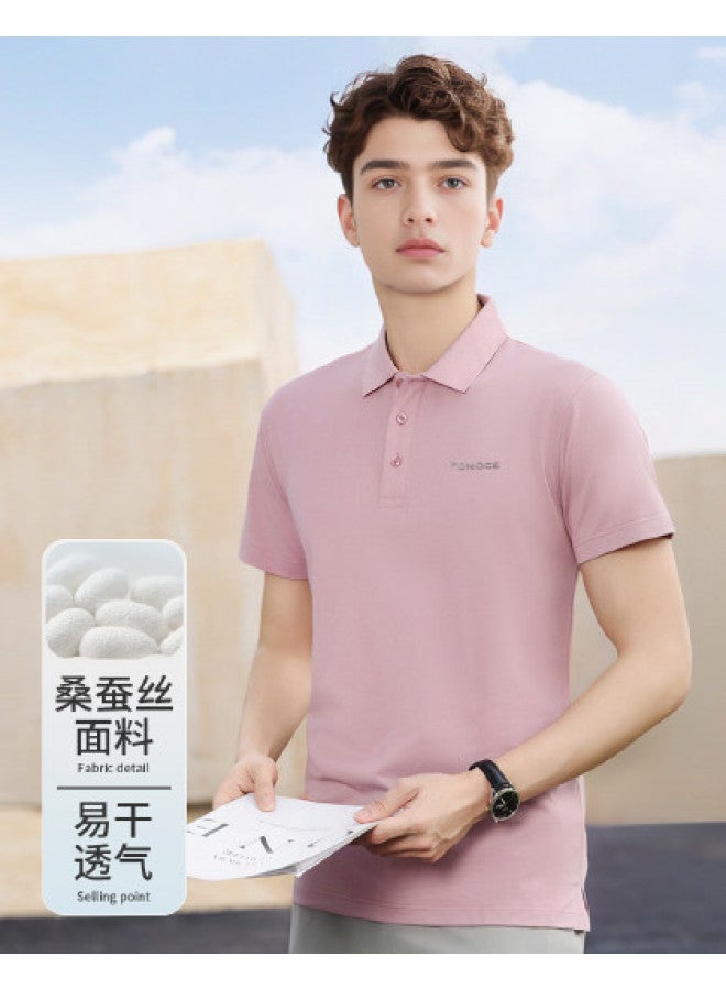 Fomoce summer Business Casual Minimalist Solid Color Men's Short-sleeve Polo Shirt - Image 1