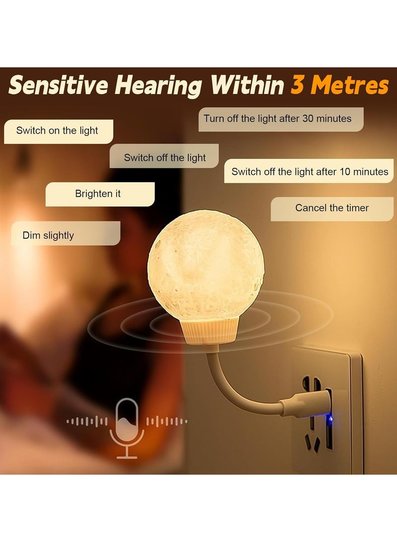 CMGTYYD Moon Led Lamp Nightlight Desk USB Powered, Moon Night Light, Voice Activated Night Light,Plug in Voice Activated Lamp,USB Night Light Can Be Timed and Color Tuned, for Desk, Bedroom, Decorations [Energy Class A] - Image 3